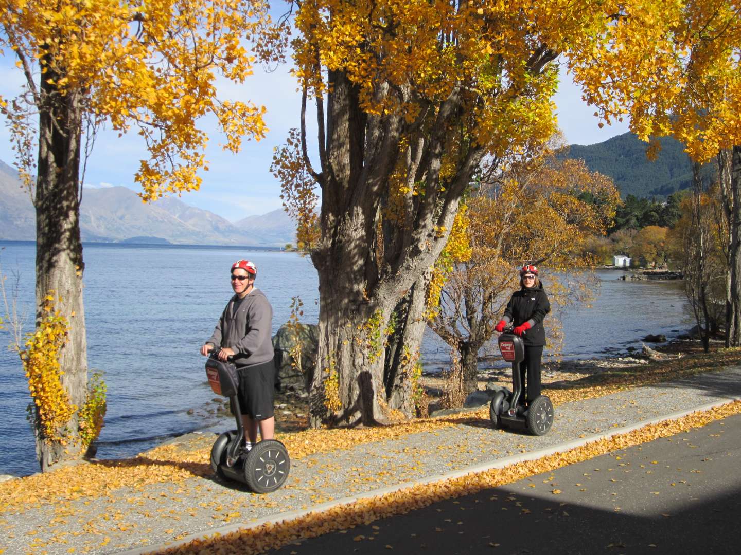 Autumn Colours In Queenstown Riding an eco-friendly Segway