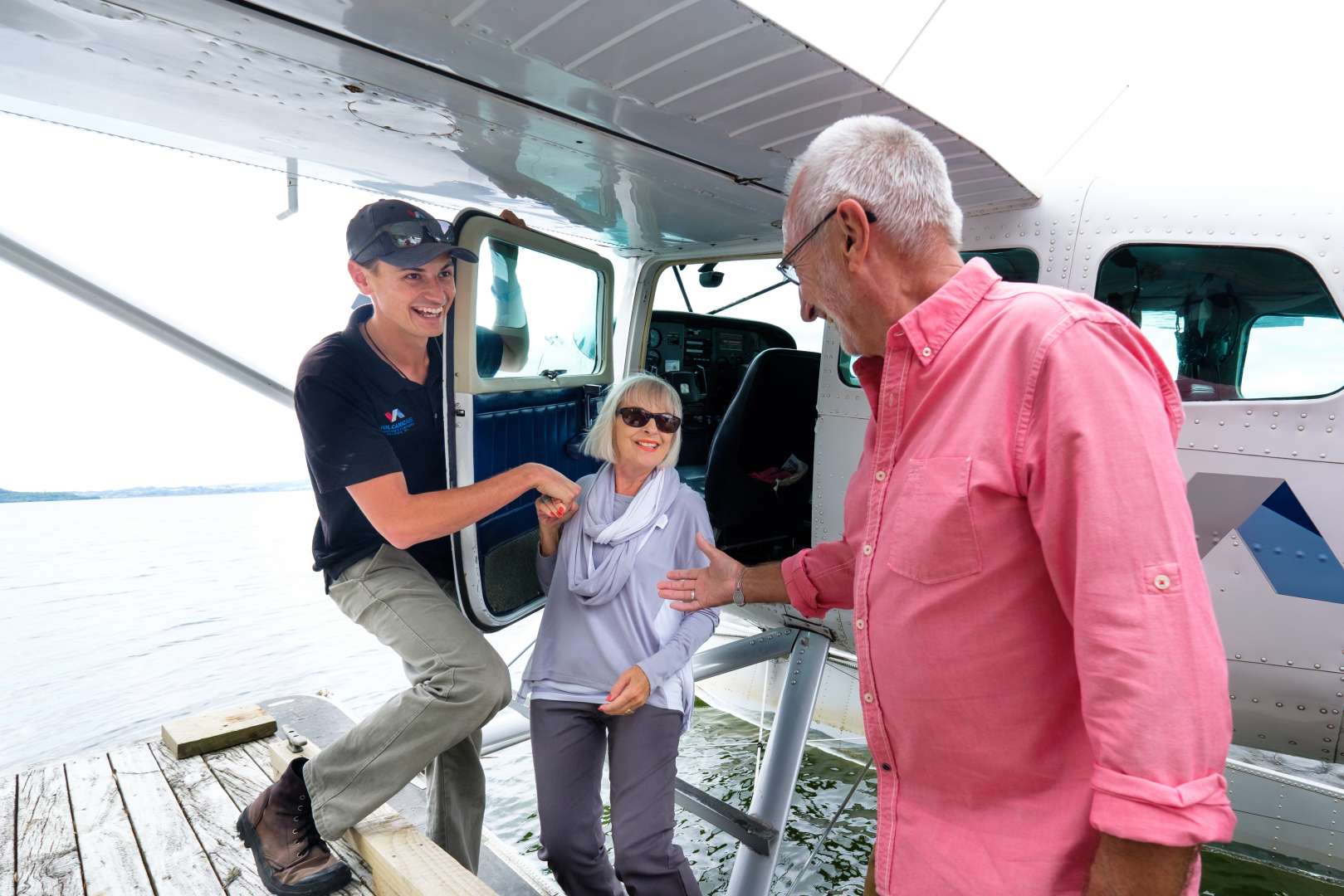 Passengers boarding floatplane