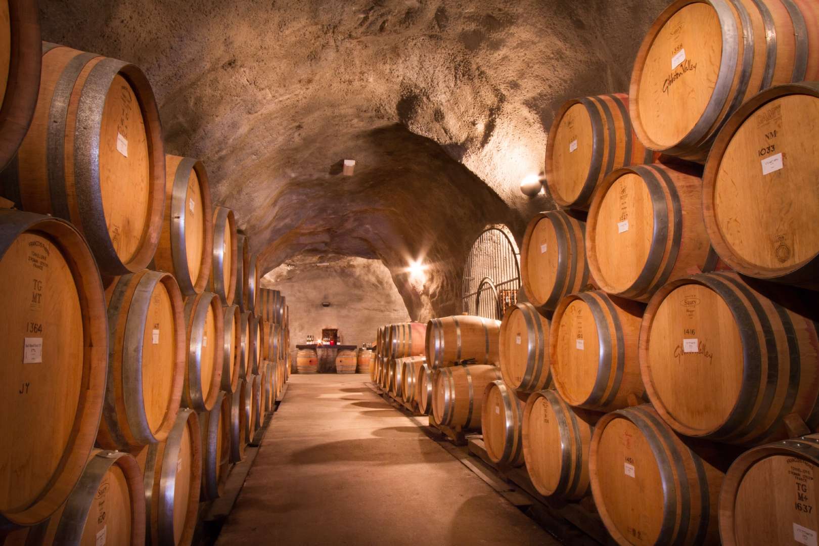 Wine cave at Gibbston Valley Wines